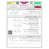 حل ورقة عمل الزوايا والمستقيمات المتوازية الرياضيات المتكاملة الصف التاسع عام