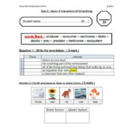 حل امتحان Quiz 2 interactions of living things العلوم المتكاملة الصف الخامس