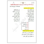 تدريبات على نمط الهيكل الوزاري اللغة العربية الصف الرابع