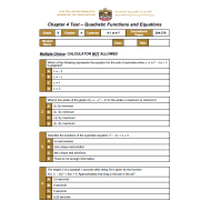 الرياضيات المتكاملة أوراق عمل (Quadratic Functions and Equations) بالإنجليزي للصف التاسع مع الإجابات