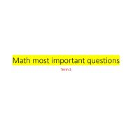 most important questions الرياضيات المتكاملة الصف الرابع - بوربوينت