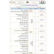 الخطة الفصلية التعلم الهجين الفصل الدراسي الاول للصف الثاني مادة اللغة العربية