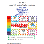 اللغة الإنجليزية ورقة عمل (Wonderful water) للصف الثاني