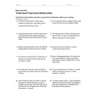 ورقة عمل Understand Proportional Relationships الرياضيات المتكاملة الصف السادس