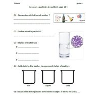 ورقة عمل particles in matter العلوم المتكاملة الصف السادس