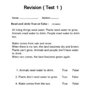 ورقة عمل Revision Test 1 اللغة الإنجليزية الصف الثاني