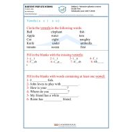 اللغة الإنجليزية ورقة عمل (Vowels - a e i o u ) للصف الثاني