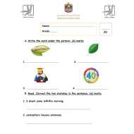 اللغة الإنجليزية ورقة عمل (Unit 5 & 6 Test) للصف الثالث