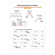 أوراق عمل Unit 13 Review الرياضيات المتكاملة الصف الرابع