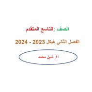 أسئلة هيكل امتحان الرياضيات المتكاملة الصف التاسع متقدم