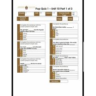 اللغة الإنجليزية (Pop Quiz unit 10) للصف الرابع مع الإجابات