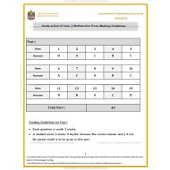 الرياضيات المتكاملة دليل تصحيح الامتحان (2019-2020) بالإنجليزي للصف السادس