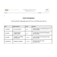 Unit 6 Vocabulary اللغة الإنجليزية الصف التاسع