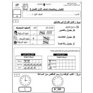 ورقة عمل اختبار الرياضيات المتكاملة الصف الأول