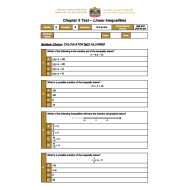 الرياضيات المتكاملة أوراق عمل (Linear Inequalities) بالإنجليزي للصف الثامن مع الإجابات