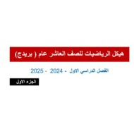 تجميع أسئلة هيكل امتحان الرياضيات المتكاملة الصف العاشر عام بريدج - بوربوينت