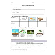 ورقة عمل Role of decomposer العلوم المتكاملة الصف الخامس