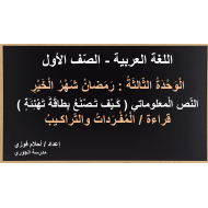 مفردات وتراكيب درس كيف تصنع بطاقة تهنئة الصف الأول مادة اللغة العربية - بوربوينت