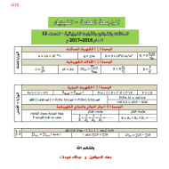 الفيزياء المراجعة العامة (العلاقات والقوانين والثوابت الفيزيائية) للصف الثاني عشر