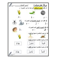 ورقة عمل متنوعة حرف الذال اللغة العربية الصف الأول