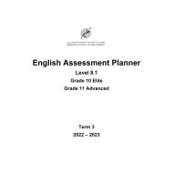 Assessment Planner اللغة الإنجليزية الصف العاشر Elite والحادي عشر Advanced الفصل الدراسي الثالث 2022-2023