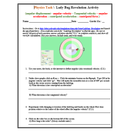 الفيزياء أوراق عمل (Lady Bug Revolution Activity) بالإنجليزي للصف الحادي عشر