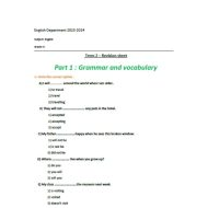 حل أوراق عمل مراجعة Grammar and vocabulary اللغة الإنجليزية الصف الخامس