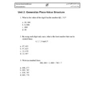 أوراق عمل unit 2 Generalize Place-Value Structure الرياضيات المتكاملة الصف الرابع