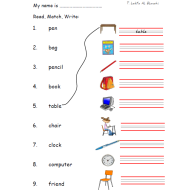 اللغة الإنجليزية أوراق عمل (تدريبات) للصف الأول