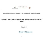 شرح المطلوب في اختبار اللغة الإنجليزية الصف السادس متقدم