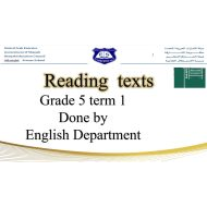 مراجعة عامة Reading texts اللغة الإنجليزية الصف الخامس - بوربوينت