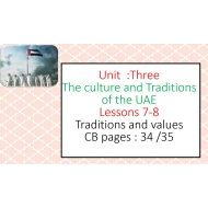 حل درس Traditions and values اللغة الإنجليزية الصف الثامن - بوربوينت