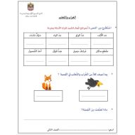 ورقة عمل الغراب والثعلب اللغة العربية الصف الثاني