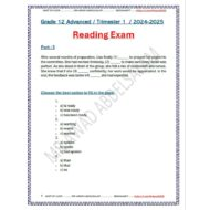 أوراق عمل Reading Exam اللغة الإنجليزية الصف الثاني عشر متقدم