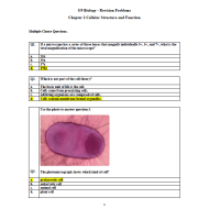 الأحياء أوراق عمل (Cellular Structure and Function) بالإنجليزي للصف التاسع متقدم مع الإجابات