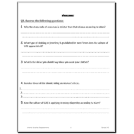 ورقة عمل ETIQUETTE OF CLOTHING AND FIQH لغير الناطقين باللغة العربية الصف العاشر مادة التربية الاسلامية