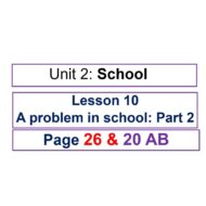 حل درس A problem in school اللغة الإنجليزية الصف السادس - بوربوينت