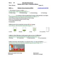 حل ورقة عمل Quiz 1 Particles in Motion العلوم المتكاملة الصف السادس