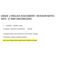 مراجعة ENGLISH ASSESSMENT REVISION NOTES اللغة الإنجليزية الصف الثاني - بوربوينت