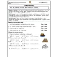 أوراق عمل Unit 8 test اللغة الإنجليزية الصف الثالث