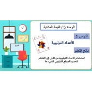 حل درس الأعداد الترتيبية الرياضيات المتكاملة الصف الأول - بوربوينت