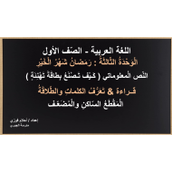 المقطع الساكن والمضعف درس كيف تصنع بطاقة التهنئة الصف الأول مادة اللغة العربية - بوربوينت