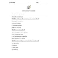 أوراق عمل Atmospheric and oceanic circulation العلوم المتكاملة الصف السادس