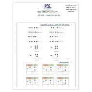 ورقة عمل جمع الآحاد دون إعادة التجميع الصف الأول مادة الرياضيات المتكاملة