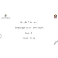 نموذج الهيكل الوزاري Reading End of Term Exam اللغة الإنجليزية الصف الخامس Access - بوربوينت