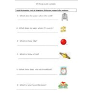 ورقة عمل Writing exam sample اللغة الإنجليزية الصف الرابع