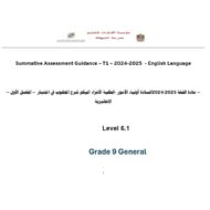 شرح المطلوب في اختبار اللغة الإنجليزية الصف التاسع عام