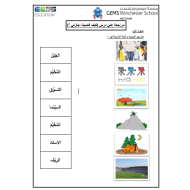 اللغة العربية ورقة عمل (كيف قضيت إجازتي) لغير الناطقين بها للصف السابع