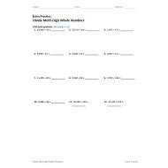 ورقة عمل Divide Multi-Digit Whole Numbers الرياضيات المتكاملة الصف السادس