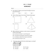 ورقة عمل UNIT 2 VOLUME الرياضيات المتكاملة الصف الخامس